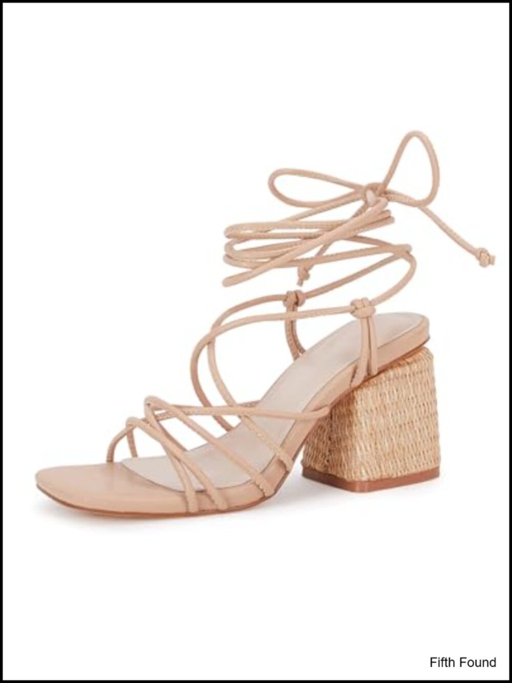 Lace Up Chunky Braided Heel Sandals Square Toe Strappy Ankle Strap Heels